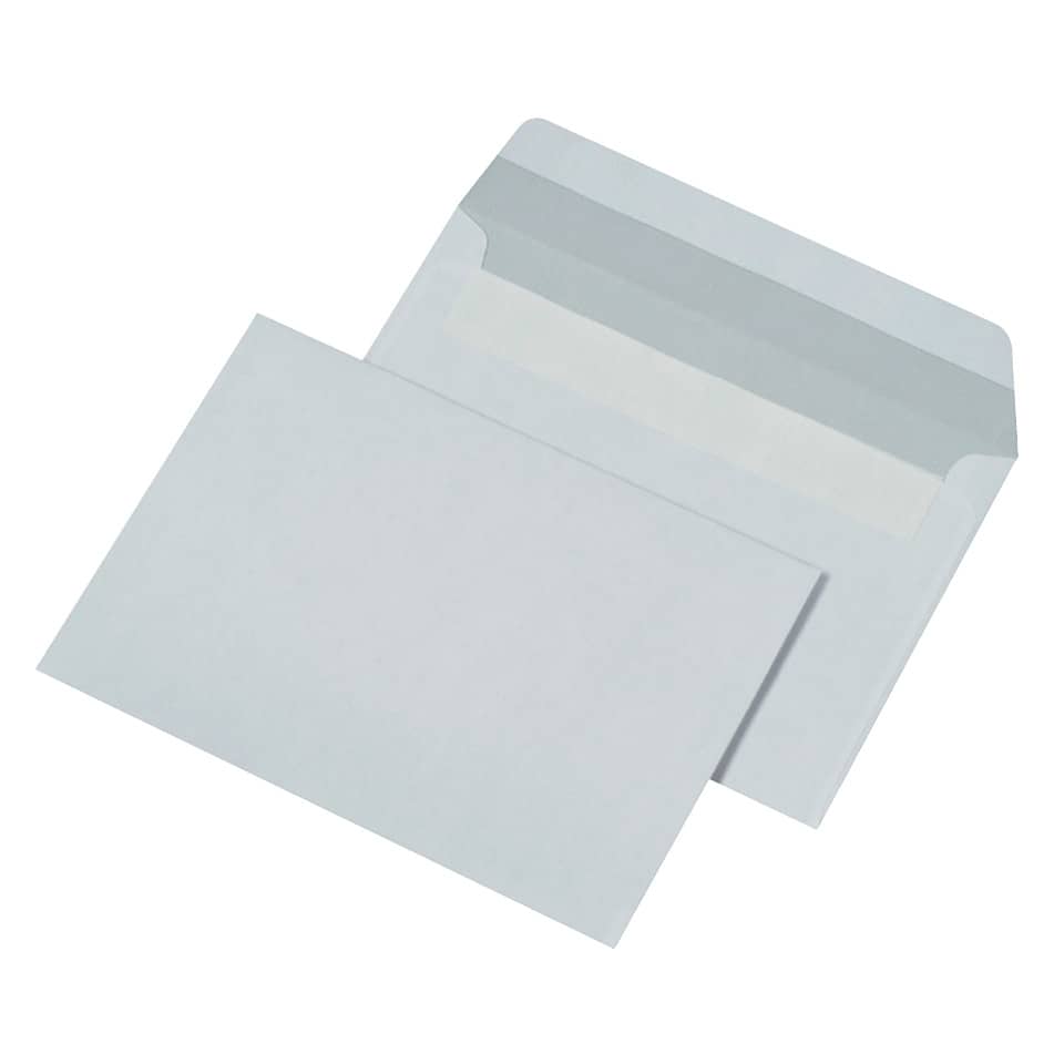 1000x Briefumschläge C6 (114x162mm), ohne Fenster, weiß, haftklebend, 80g