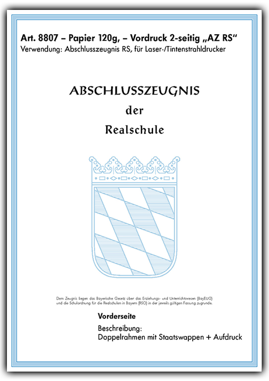 Bild 2 Randblatt Abschlusszeugnis RS m. Wappen, Doppelrand