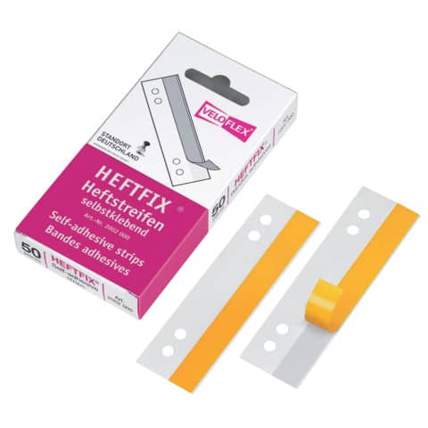 Heftstreifen HEFTFIX® - selbstklebend, PVC, 105 mm , glasklar, 50 Stück