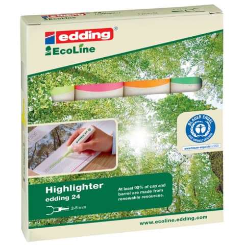 24 Textmarker Highlighter EcoLine - nachfüllbar, s ortiert
