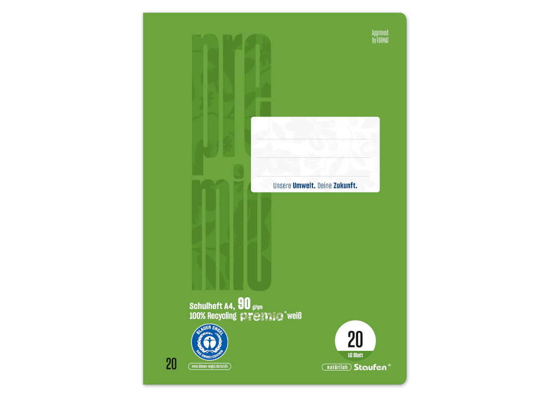Bild 1 Staufen Heft LIN20 A4 16 Blatt 90g blanko Recycling, Premio