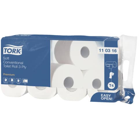 Premium Toilettenpapier - 3-lagig, extra weich, mi t Dekorprägung, hochweiß, 8 Rollen