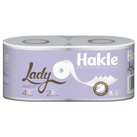 LADY Toilet Tissue - 4-lagig, geprägt, ohne Parfüm und Farbstoffe, hochweiß, Rolle mit 150 Blatt, 10