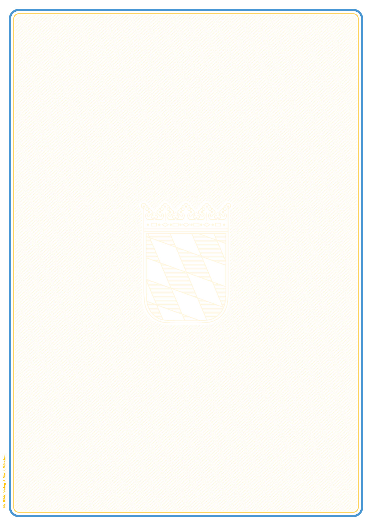 Randblatt f. Zeugnisse, m. Flächendruck hellchamois m. Staatswappen