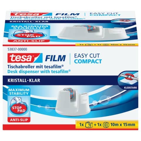 Tischabroller Easy Cut® Compact - für Rollen bis 3 3 m : 19 mm, weiß