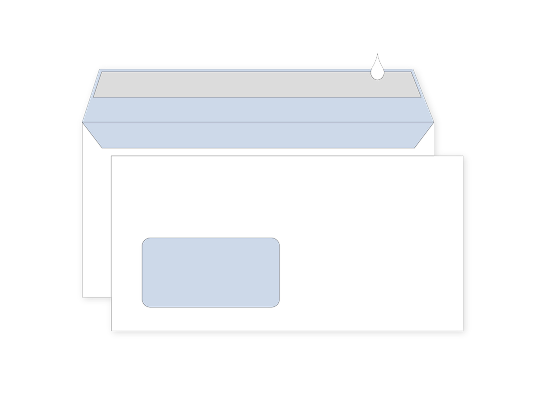 500x Briefumschläge DIN lang (110x220mm), mit Fenster, weiß, nassklebend, 80g, ELCO Office premium