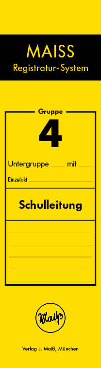 Schild Gruppe 4 "Schulleitung", gelb