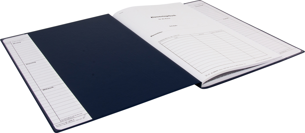 Klassentagebuch m. Hausaufgabenspalte, Einband blau, steif-geheftet