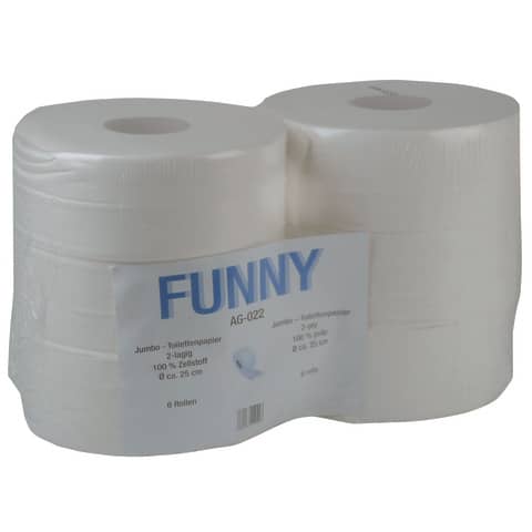 Toilettenpapier Jumbo - 6 Rollen Ø 25 cm, weiß