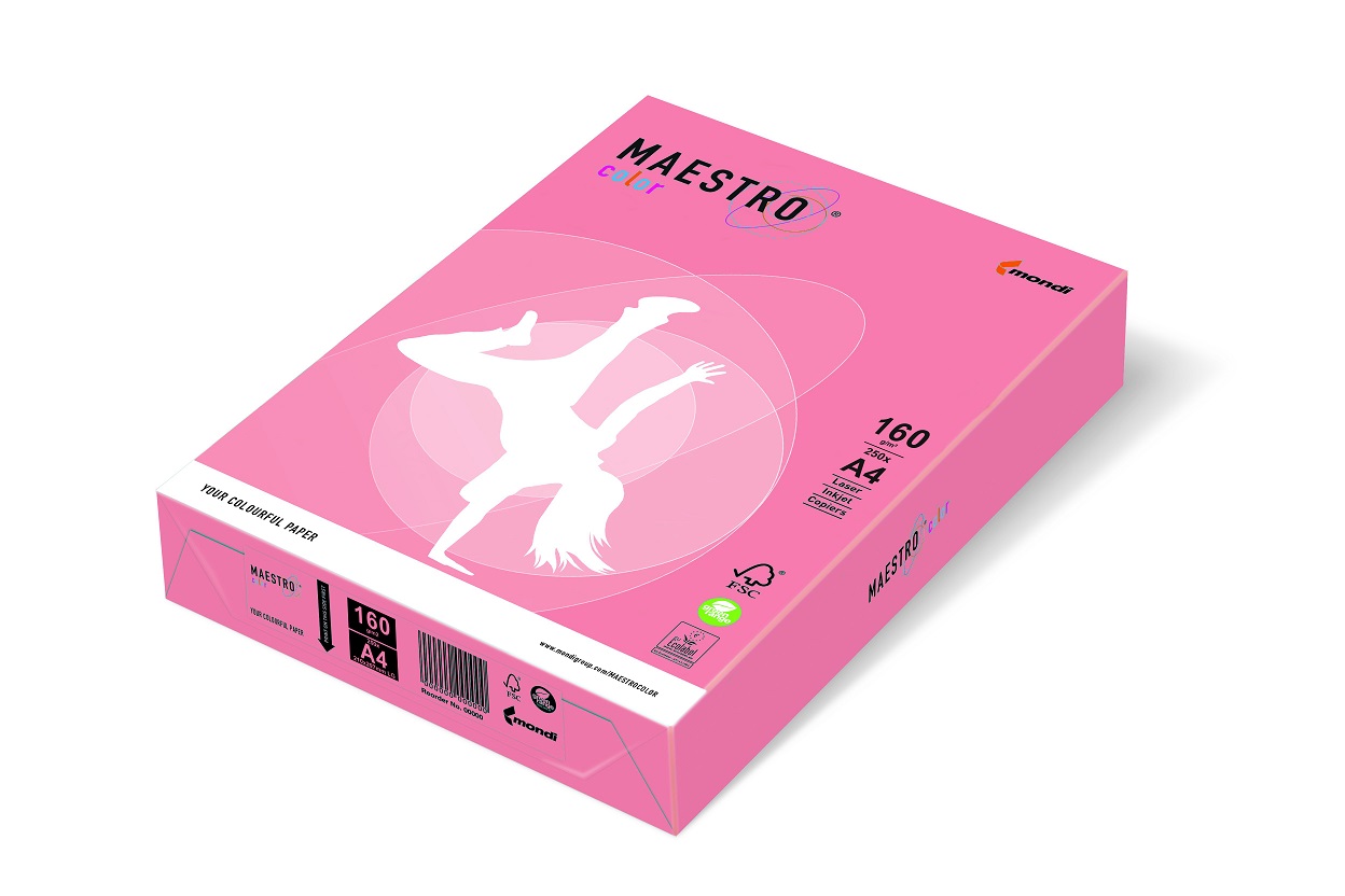 Kopierpapier A4, 160g, rosa PI25, Maestro Color f. Laser, Inkjet u. Kopierer