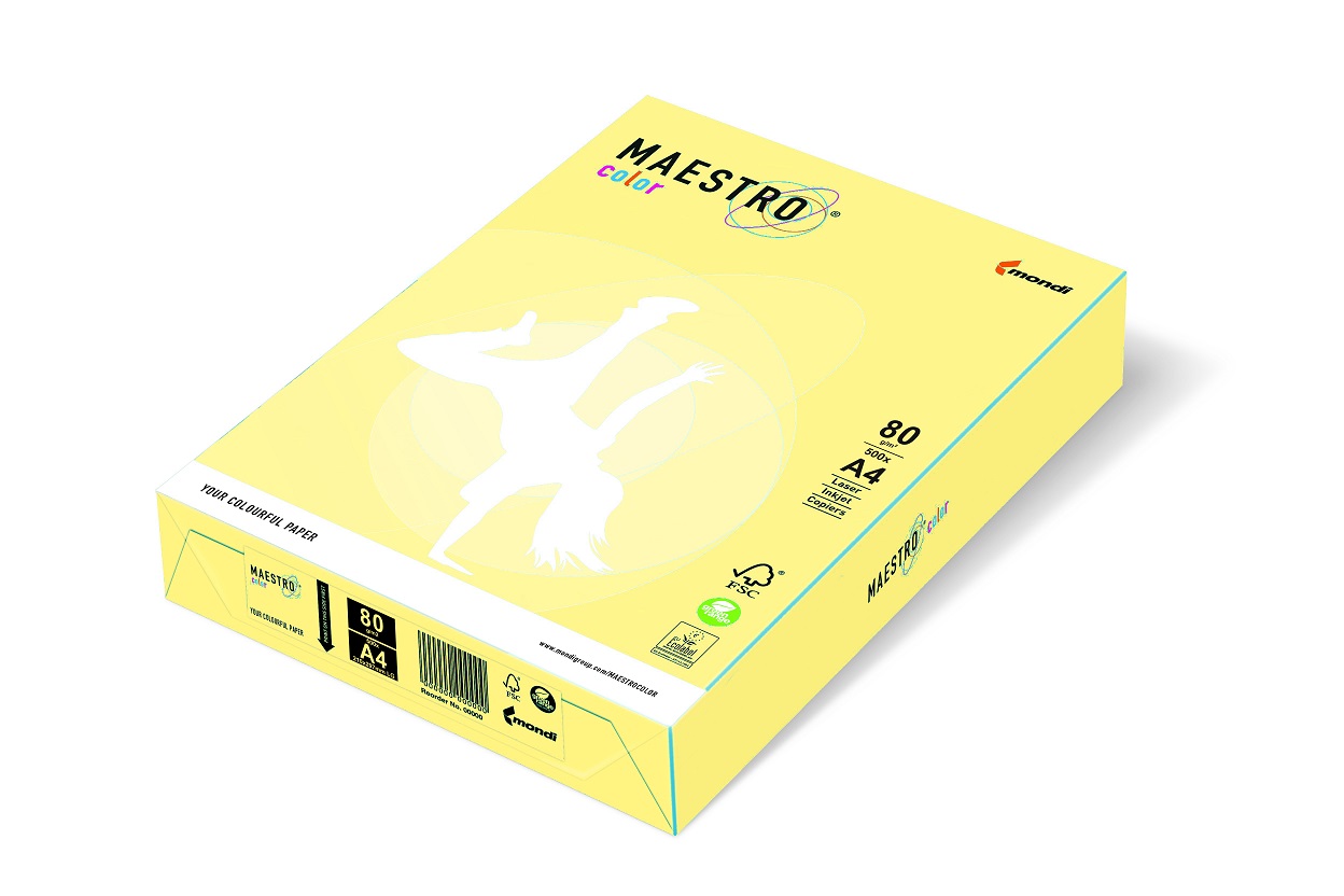 Kopierpapier A4, 80g, gelb YE23 Maestro Color f. Laser, Inkjet u. Kopierer