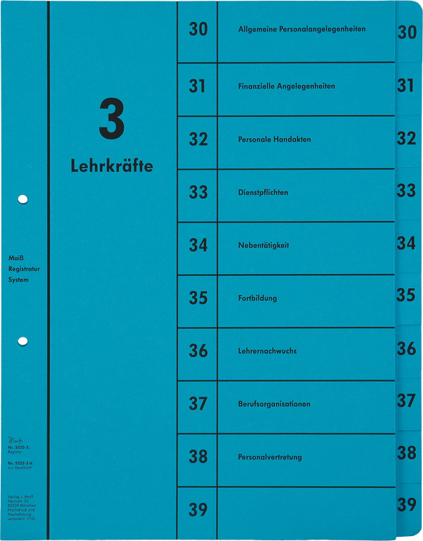 Register Gruppe 3 (30-39) Lehrkräfte, incl. Deckblatt