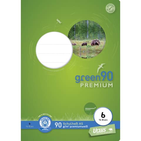 Staufen Green, Heft A5, 16 Blatt, 90 g/qm, blanko, Lin6