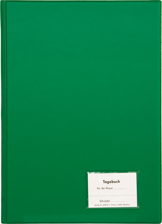 Klassentagebuch m. Hausaufgabenspalte, Einband grün, steif-geheftet