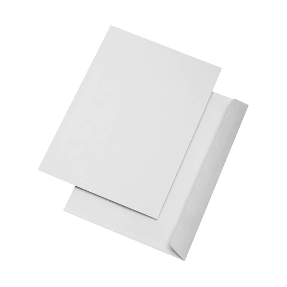 500x Versandtaschen C4 (229x162mm), Öffnung lange Seite, ohne Fenster, weiß, haftklebend, 100g