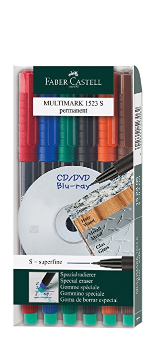 Multimark Etui mit 6 Stiften superfein, wasserfest