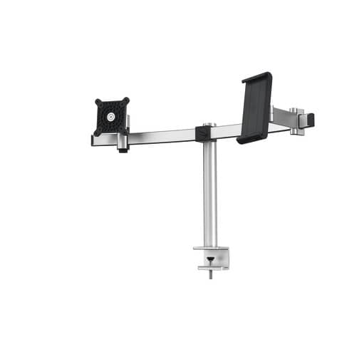 Monitorwandhalter mit Arm für 1 Monitor und 1 Tabl et - silber, 8 kg, Tischklemme