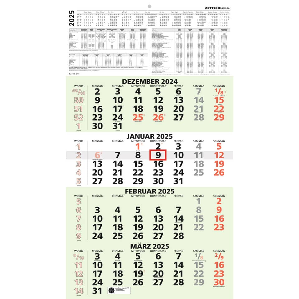 Bild 1 4-Monats-Wandkalender 959 - 33 x 59 cm, Recyclingpapier