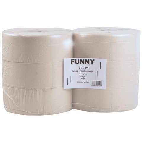 Toilettenpapier Jumbo - 6 Rollen Ø 25 cm, recyclin gweiß