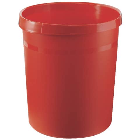 Papierkorb GRIP - 18 Liter, rund, 2 Griffmulden, e xtra stabil, rot