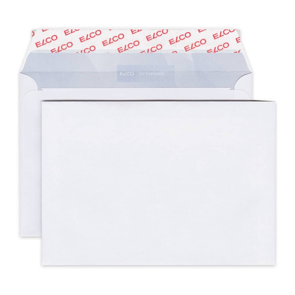 100x Briefumschläge C6 (114x162mm), ohne Fenster, weiß, haftklebend, 80 g/qm, ELCO Office Premium