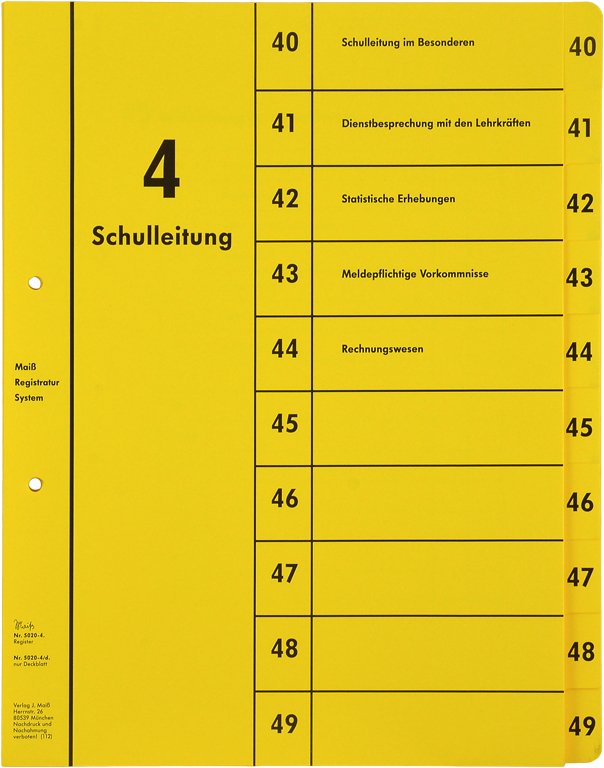 Register Gruppe 4 (40-49) Schulleitung, incl. Deckblatt