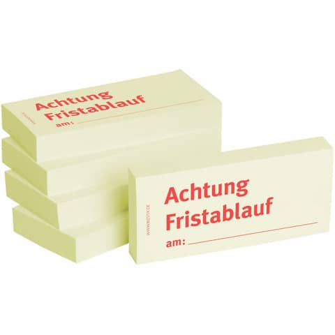 Haftnotizen "Achtung Fristablauf am" - 75 x 35 mm, 5x 100 Blatt