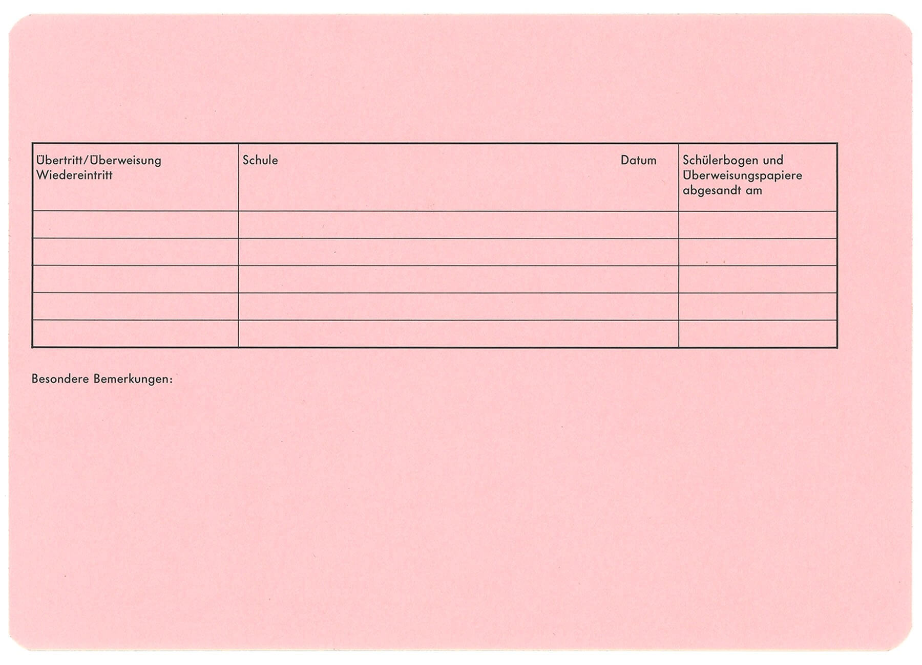 Schülerkartei DIN A 5, rosa f.Laser- u.Tintenstrahldrucker