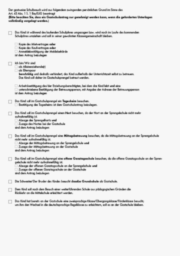 Antrag gastweiser Schulbesuch (21/10/0)nur für Stadt München