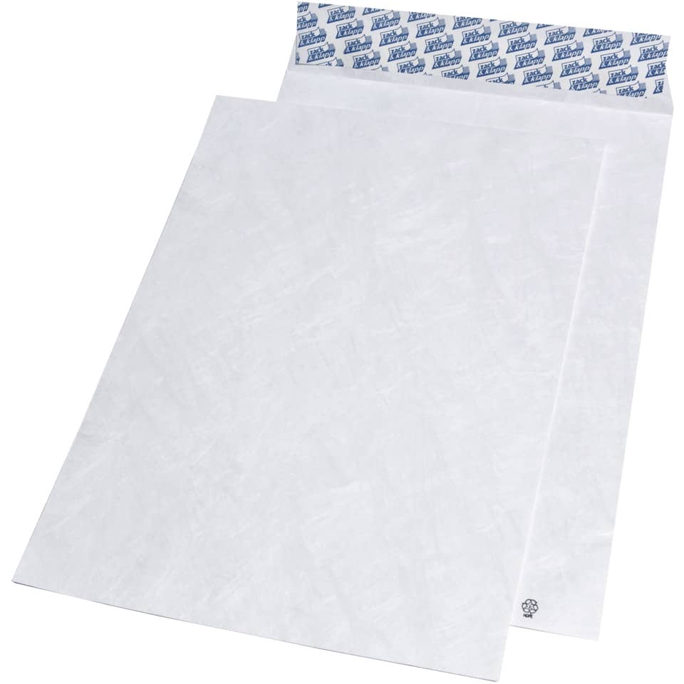 Versandtaschen aus Tyvek® B4, ohne Fenster, haftklebend, 54 g/q m, weiß, 100 Stück