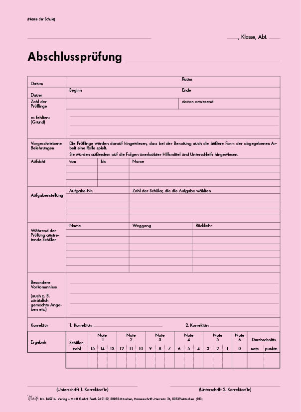 Umschlag für Prüfungsarbeiten mit Einstecklasche FOS/ Gymnasium, A4