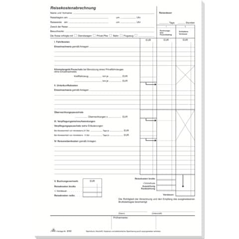 Reisekostenabrechnung - Block, 30 Blatt, DIN A4